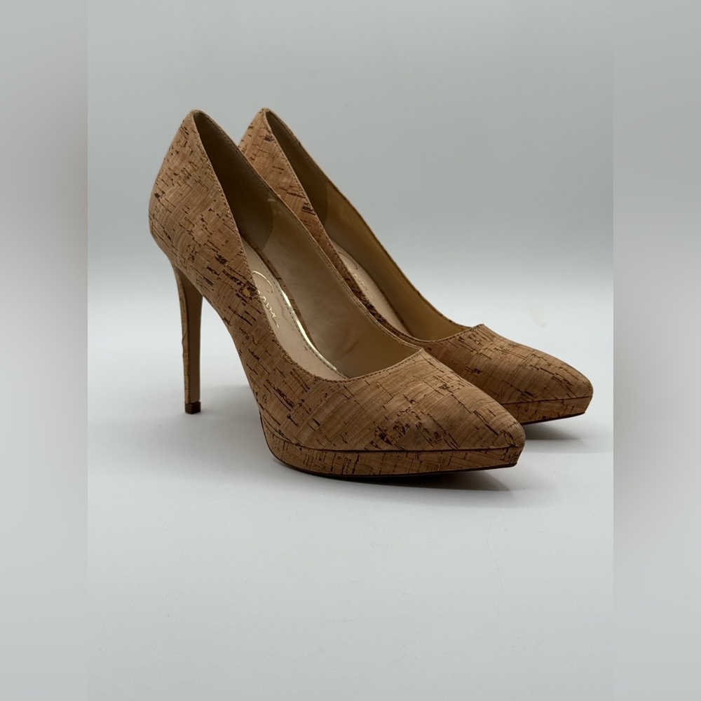 Jessica Simpson Analista Natural Cork Platform Heels Sophisticated Classic Pumps - Picture 4 of 16